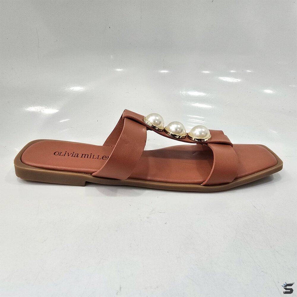 Olivia Miller Womens Brown Pearl Upper Isadora Flat Sandals Size 7 M US